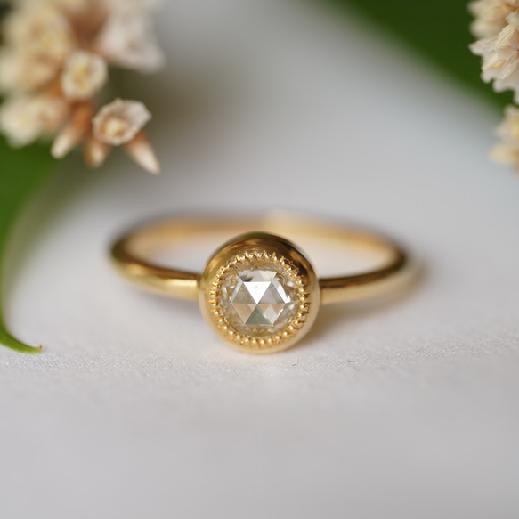 K18 Round Rose cut Diamond ring(0.478ct,R067_RRDWh) 1枚目の画像