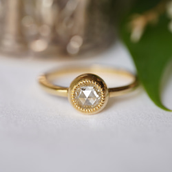 K18 Round Rose cut Diamond ring(0.478ct,R067_RRDWh) 5枚目の画像