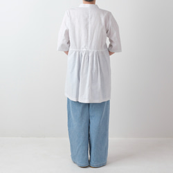 木綿の白絣のチュニック　裾フレア　着物リメイク 2枚目の画像
