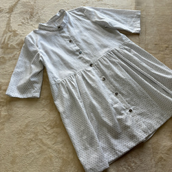 木綿の白絣のチュニック　裾フレア　着物リメイク 4枚目の画像