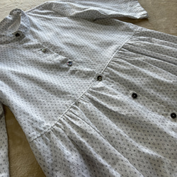 木綿の白絣のチュニック　裾フレア　着物リメイク 6枚目の画像