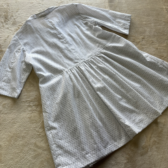 木綿の白絣のチュニック　裾フレア　着物リメイク 7枚目の画像
