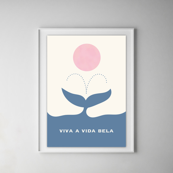 アートポスターVIVA A VIDA BELA / クジラ 太陽 海 自然 モダン ミニマル アート 6枚目の画像