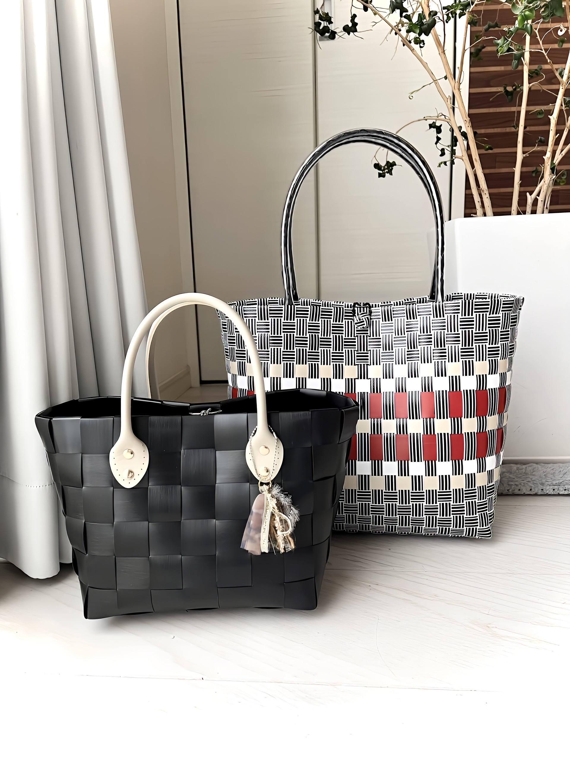 【Creema限定】ブラック/ツイード風トート2点セット