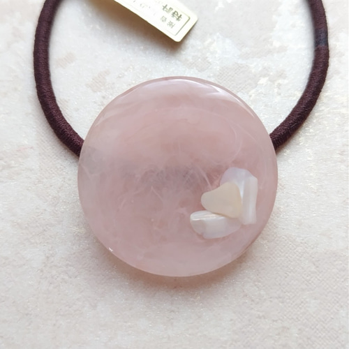 レジンヘアゴム、ピンクシェル猫ちゃん 猫のヘアゴム（ピンク） レジン