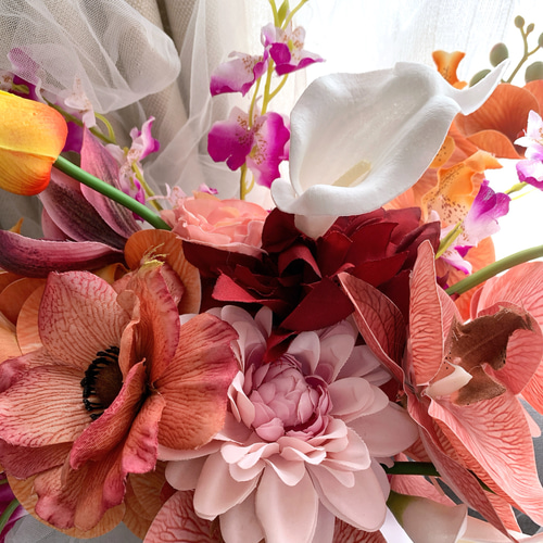 受注アーティフィシャルフラワーブーケ 結婚式 ウエディングブーケ 前