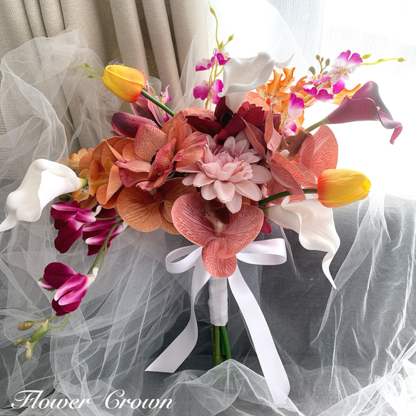 アーティフィシャルフラワーブーケ 結婚式 ウエディングブーケ 前撮り