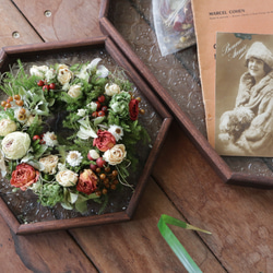【送料無料】Creema限定 5種の薔薇たっぷり初夏のレトロリース 母の日ギフト ドライフラワー ナチュラル プレゼント 2枚目の画像