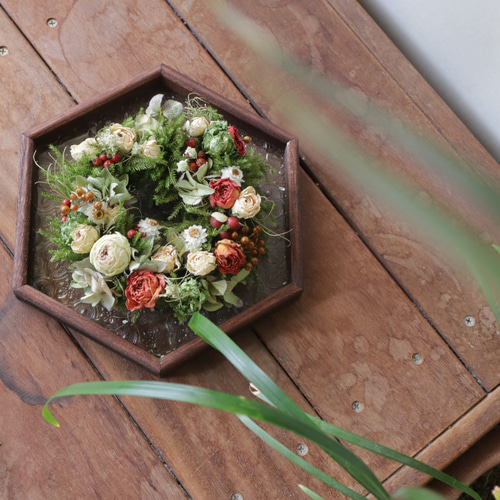 送料無料】Creema限定 5種の薔薇たっぷり初夏のレトロリース 母の日  