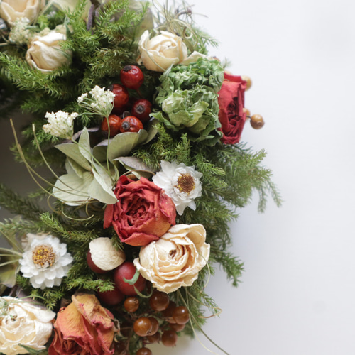 送料無料】Creema限定 5種の薔薇たっぷり初夏のレトロリース 母の日  