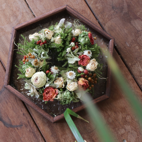 送料無料】Creema限定 5種の薔薇たっぷり初夏のレトロリース 母の日  