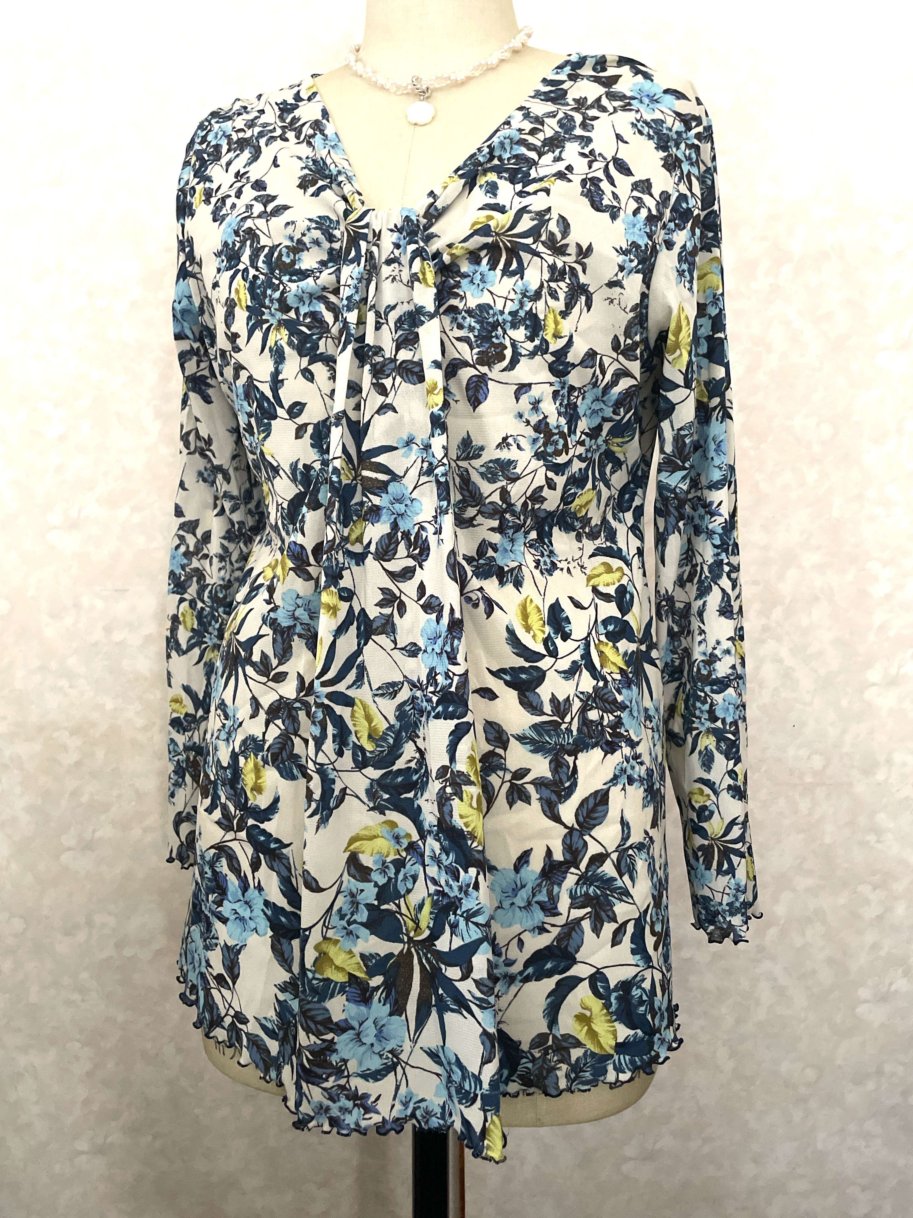 春夏薄手チュニック フリルスヌード付き M～L