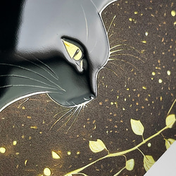 Japanese Luster 華03【インチ額】／猫　ねこ　特殊印刷　特殊紙　額装付き　グラフィックアート　インテリア 5枚目の画像