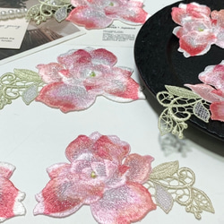 高品質❣  6枚  銀糸いり ケミカルレース 刺繍 お花モチーフ  ハンドメイド パーツ　手芸　素材 3枚目の画像