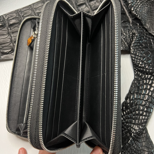 期間限定セール 新品 クロコダイル メンズ ラウンドファスナー ワニ革