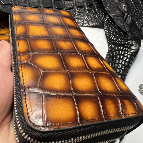 期間限定セール 新品 クロコダイル メンズ ラウンドファスナー