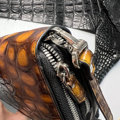 期間限定セール 新品 クロコダイル メンズ ラウンドファスナー ワニ革