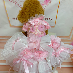 犬猫うさちゃん服　2着限定♡お花満開ピンク色ドレス 11枚目の画像
