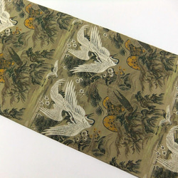 【(16)1928】194cm/大正昭和時代の帯からリメイク/戯れる鶴/タペストリー・テーブルランナー 8枚目の画像