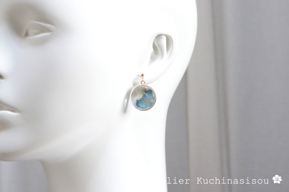 樹脂藝術圓形耳環〈Suiu〉 第5張的照片