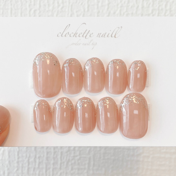 シンプルピンクラメフレンチネイルチップ付け爪/ジェル/ベリーショート/ブライダル/前撮り/結婚式 1枚目の画像