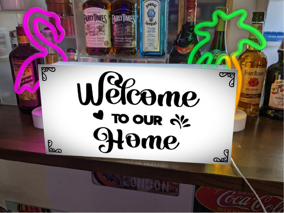 【壁掛け Lサイズ】Welcome ウェルカムホーム ようこそ 我が家へ 玄関 ランプ 看板 置物 雑貨 ライトBOX 5枚目の画像