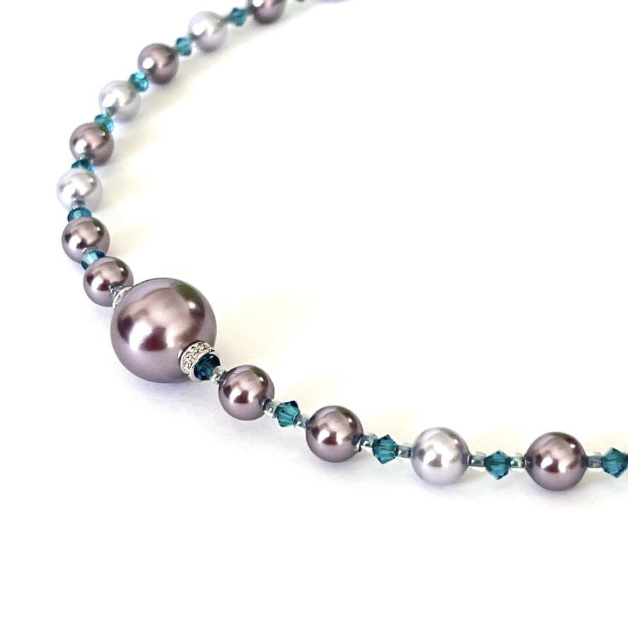 パールチョーカー　ラベンダーモーブ系