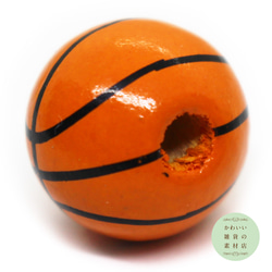 バスケットボールの丸い木製ウッドビーズ☆キッズアクセサリーにも！（スポーツチャーム）6個セット #BW-0011 3枚目の画像
