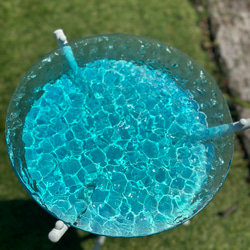 現品販売　在庫有り　エメラルドブルーの海　波紋大　ガラスガラスサイドテーブル丸  珊瑚礁　table  Sea 12枚目の画像