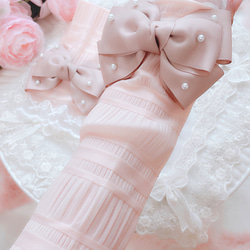 【セット販売】プリンセスコーデセット♡パールリボンバッグ♡レースパールリボンアームカバー♡リボンカゴバッグ♡バニラピンク 4枚目の画像