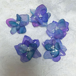 本物　紫陽花　パープルグラデーション 帯留め  ブローチ  かんざし 2枚目の画像