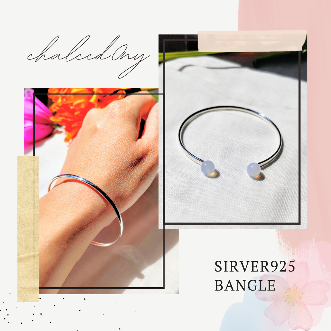 シルバーバングル・カルセドニー【 鍛造制作一点もの】