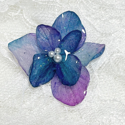 本物　紫陽花　パープルグラデーション 帯留め  ブローチ  かんざし  ② 1枚目の画像