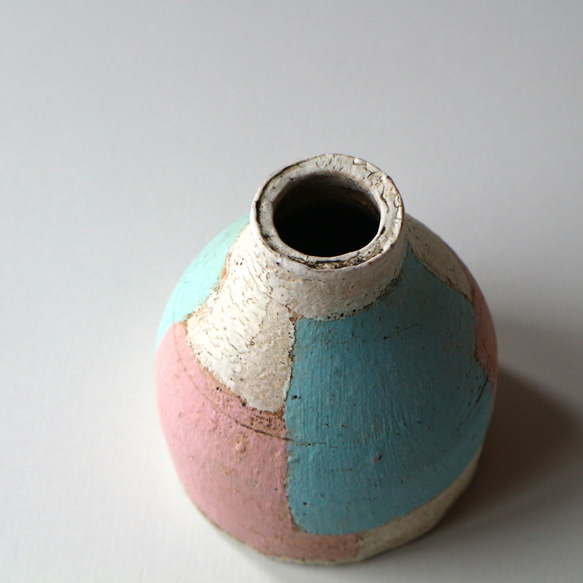 單花瓶粉紅x藍色x綠色6.5cm 第3張的照片