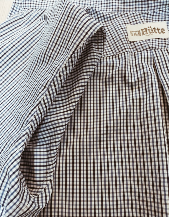 Hutte 綿100% 日本製　超長綿ブルーギンガムチェック　カジュアルにぴったり　メンズシャツ　ボタンダウン　サイズM 8枚目の画像