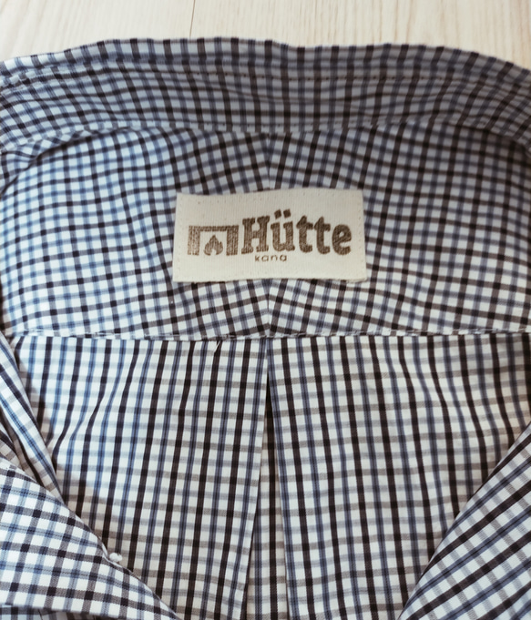 Hutte 綿100% 日本製　超長綿ブルーギンガムチェック　カジュアルにぴったり　メンズシャツ　ボタンダウン　サイズM 3枚目の画像