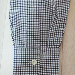 Hutte 綿100% 日本製　超長綿ブルーギンガムチェック　カジュアルにぴったり　メンズシャツ　ボタンダウン　サイズM 5枚目の画像