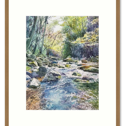 【お1人様1点限り】 絵画 水彩画 通販 yamakasumi56 絵画 画題「虹色の渓流」 風景画 絵画