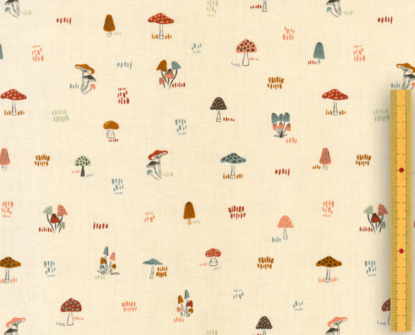 BURTON ハンモック キノコ柄 キノコ柄 オックス 50cm単位｜切売り 切り売り 生地 布 布地 コットン