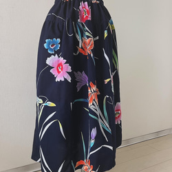 YUKATA de スカート/紺/普通サイズ/フリーサイズ・綿100%・浴衣・夏祭り・サスティナブル 6枚目の画像