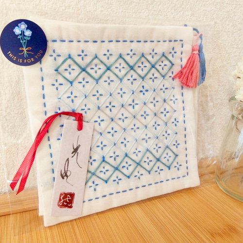 在庫あり】ラッピング無料♪ ✽刺し子ふきん（キッチン）_no2✽ ギフト