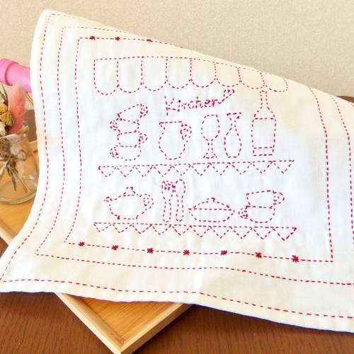 在庫あり】ラッピング無料♪ ✽刺し子ふきん（キッチン）_no2✽ ギフト