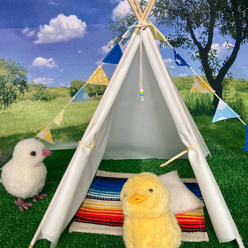 ドール撮影にぴったり！ ちょっと大きなティピーテント ぬいどり