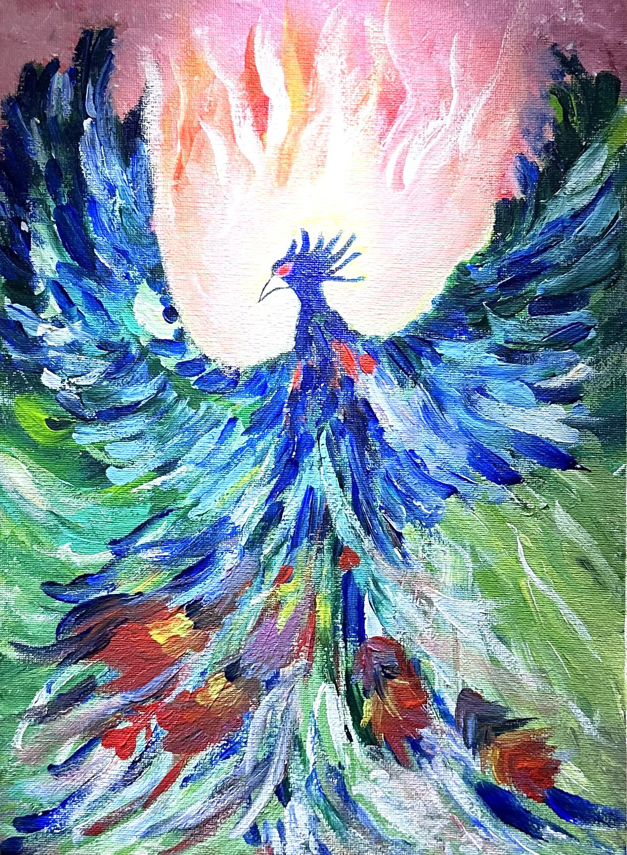 宝石画　孔雀　天然石　昭和　レトロ 名作家✧︎俊若作！貴石画・宝石画…孔雀(鳳凰.朱雀)の通販 by