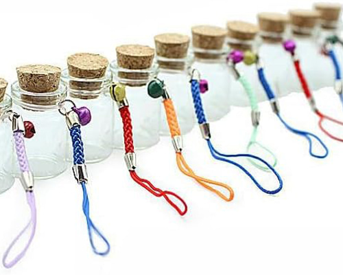 ガラス小瓶ストラップ/高さ3.0×直径2.2cm小瓶/容量5ml/コルク栓