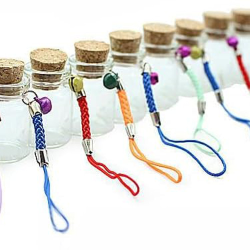 ガラス小瓶ストラップ/高さ3.0×直径2.2cm小瓶/容量5ml/コルク栓