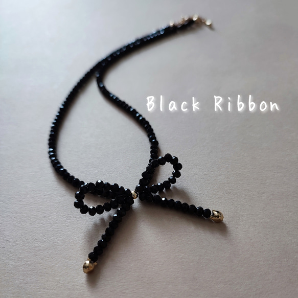 Glass Ribbon リボンモチーフのビーズチョーカー ネックレス 