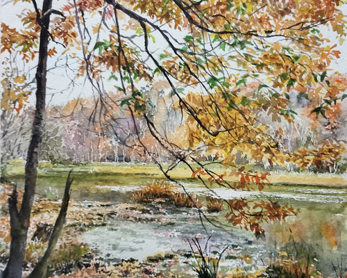 ド*ン様 晩秋の風景画 　水彩画　サイズはF10 950417b361687d57c0e16b6cdc38a2