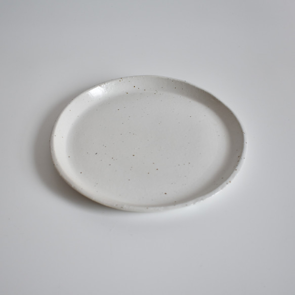 丸い大皿 (白/マット/点模様/白御影土) 6枚目の画像