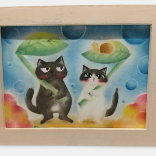大切な人へのギフト探し 癒しの絵パステル画水彩画猫ちゃん 絵画